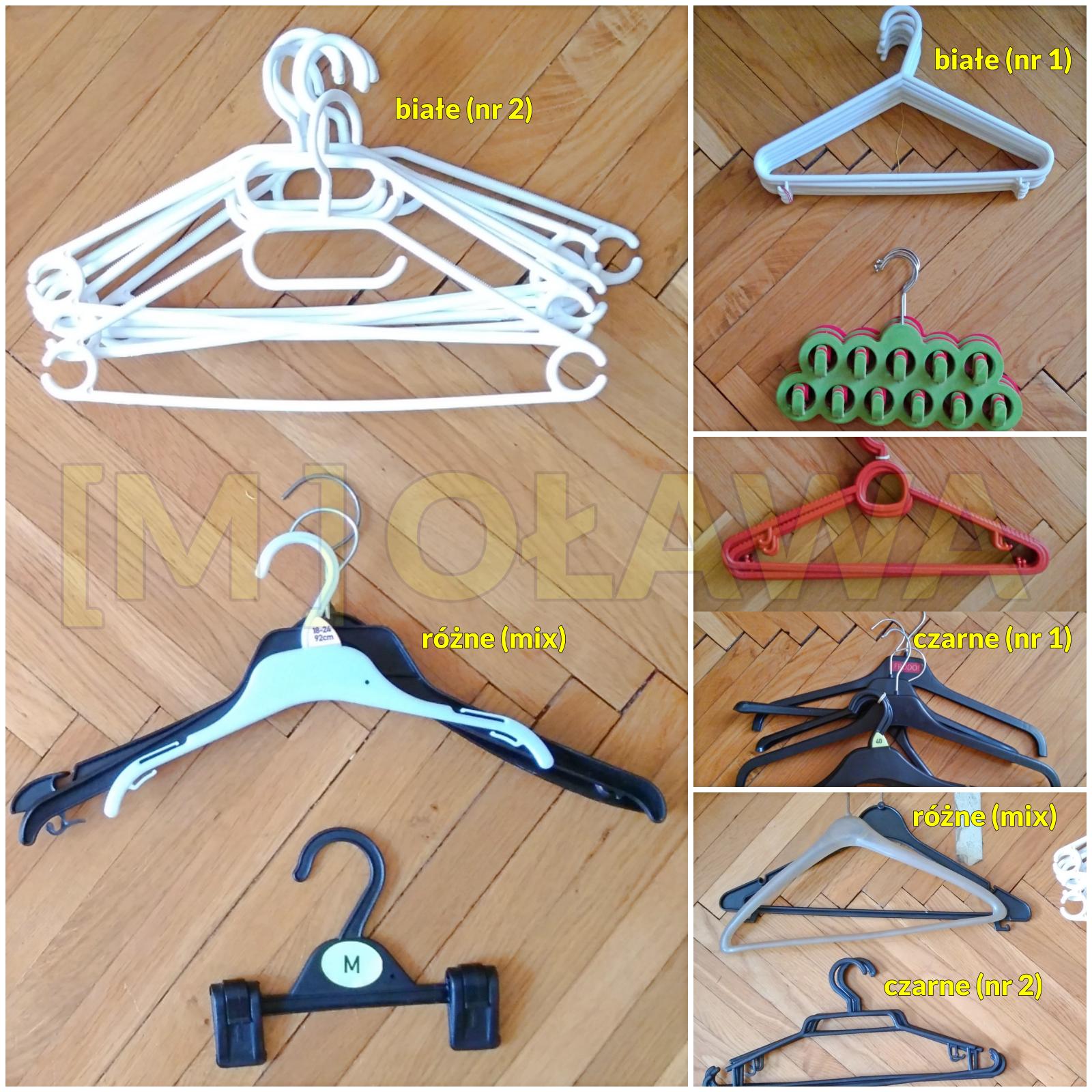 wieszak na ubrania różne kolory różne rodzaje czarny biały czerwony z haczykami