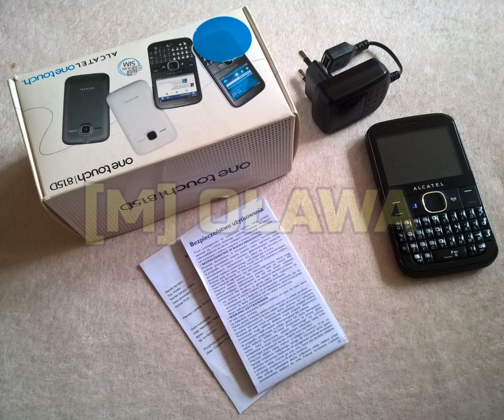 telefon ALCATEL one touch 815D na dwie karty SIM słuchawki ładowarka usb kabel