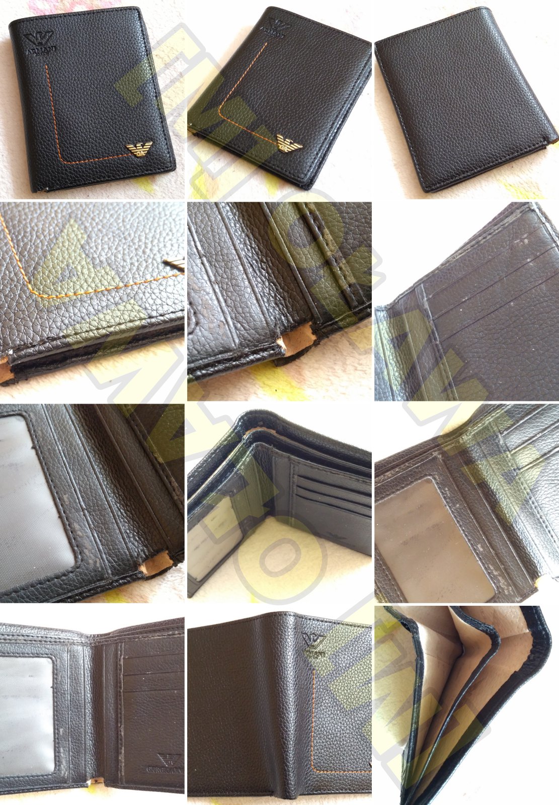 portfel męski czarny Giorgio Armani męskie jasne wnętrze przegródki