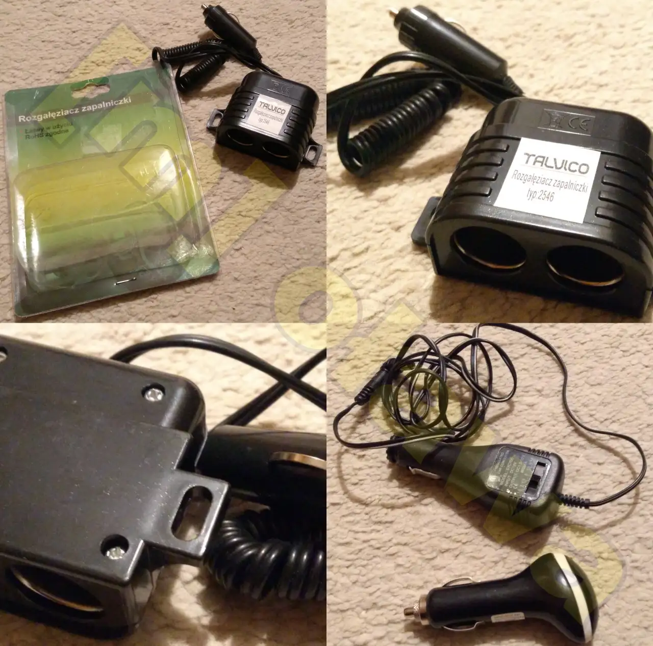 rozgałęziacz zapalniczki+regulator napięcia do różnych urządzeń+ładowarka USB pod gniazdo zapalniczki samochodowej