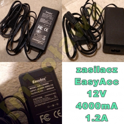 mocny zasilacz EasyAcc 12V 4000mA 1.2A nowy markowy