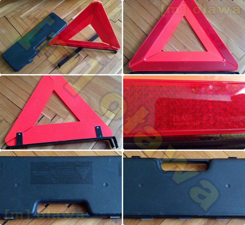 składany samochodowy trójkąt ostrzegawczy wraz z etui włoska produkcja