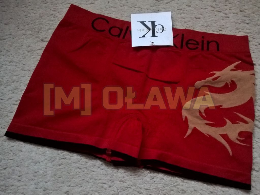 bokserki męskie Calvin Klein majtki CK bielizna męska czerwone smok wzór 2