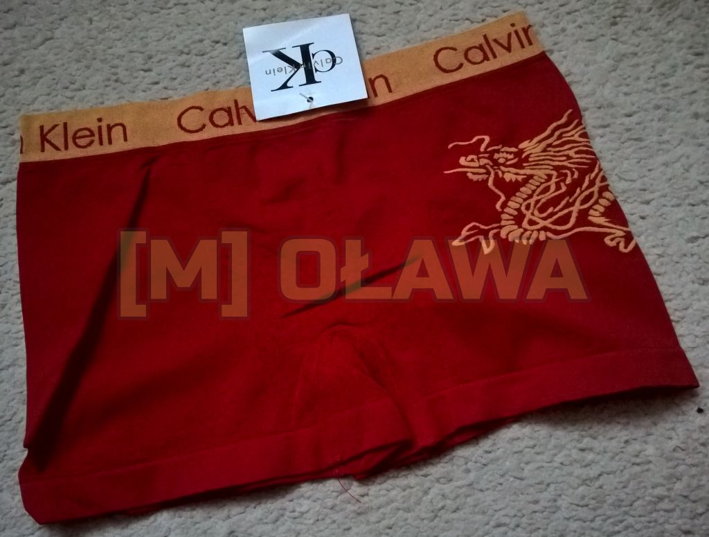 bokserki męskie Calvin Klein majtki ck bielizna męska czerwone smok wzór 1