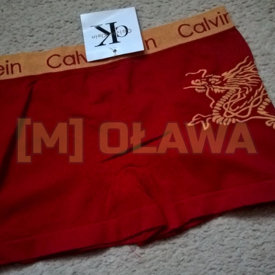 bokserki męskie Calvin Klein majtki ck bielizna męska czerwone smok wzór 1