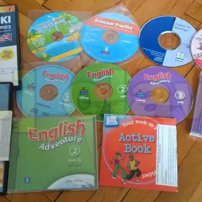 zestaw płyt CD DVD do nauki angielskiego różności