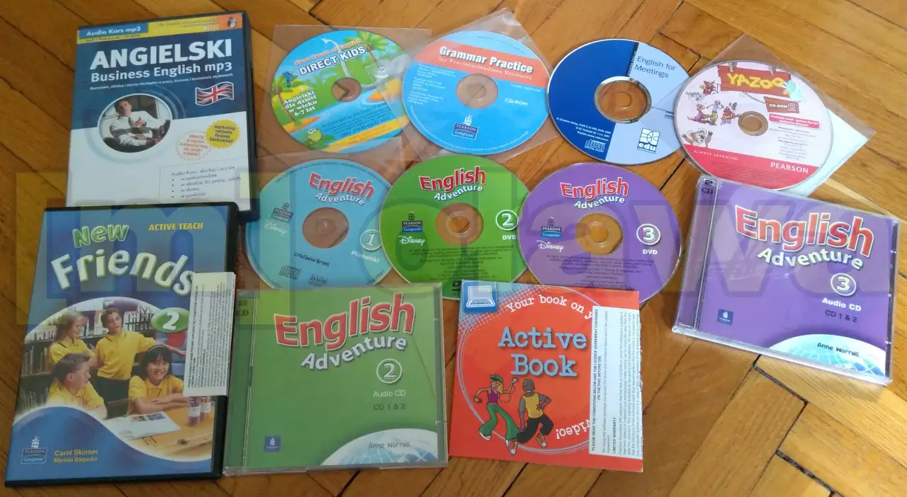 zestaw płyt CD DVD do nauki angielskiego różności