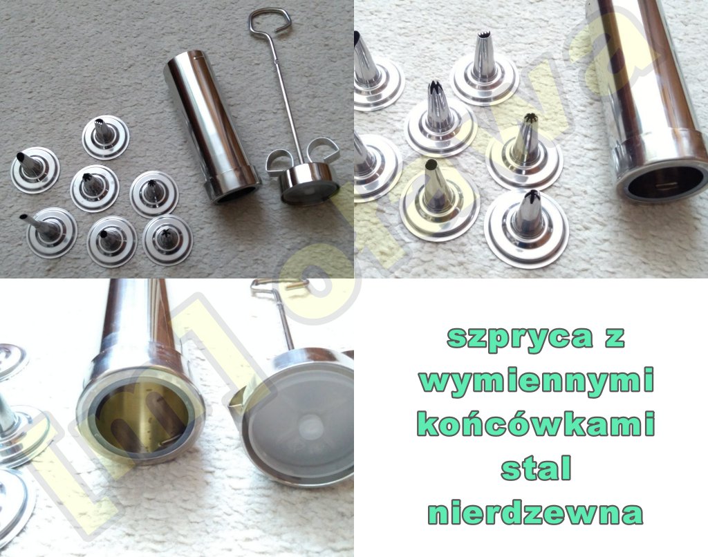 dekorator do ciast tortów szpryca do mięsa stal nierdzewna 7 końcówek