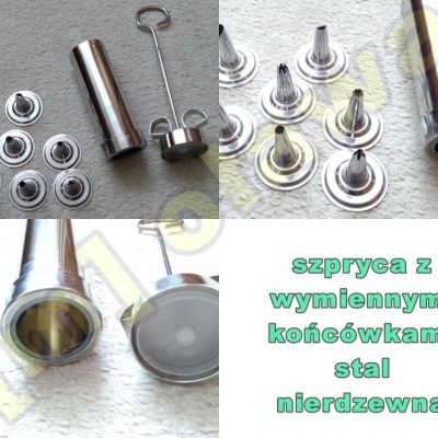 dekorator do ciast tortów szpryca do mięsa stal nierdzewna 7 końcówek