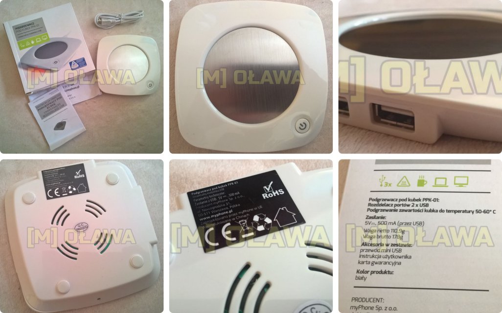 podgrzewacz usb pod kubek napoje 2 porty USB rozdzielacz hub pod komputer